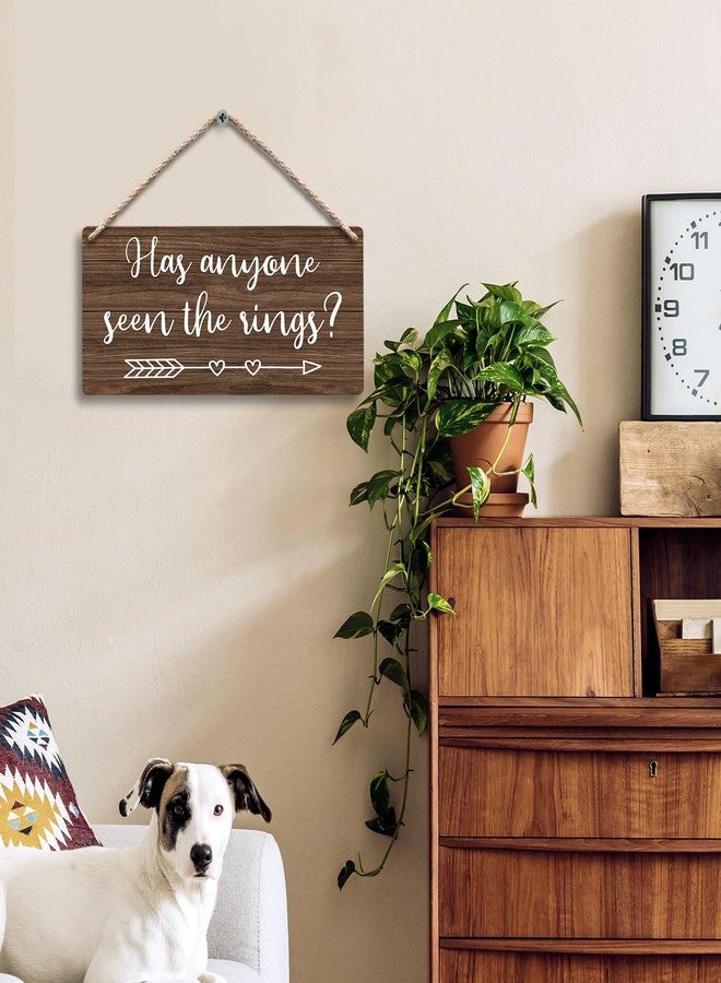 FUGWN Has Anyone Seen the Rings Hanging Wooden Signs 12x6, Ring Bearer Sign, Ring Bearer Gifts, Rustic Wall Decor, Wedding Signs,Decorative Signage - Image 2